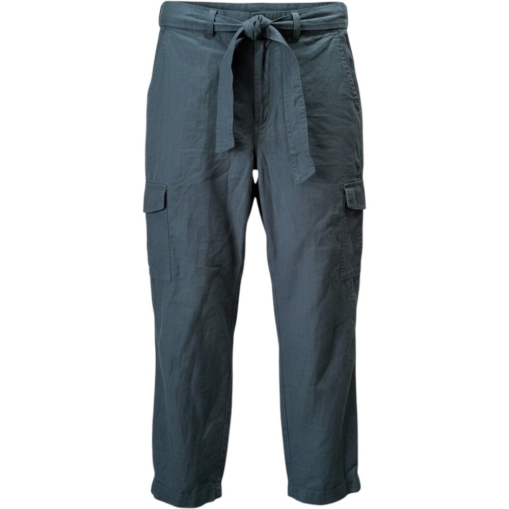 NWT Quince Organic Cotton Linen Ankle Cargo Pants D-Ring Belt Olive Green Medium